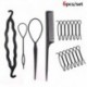 6PCS - DIY Hajkiegészítők Varázsfánk konty készítő Zsinór formázó hajtűk Barrettes Twist hajcsipeszek Frizura fonás
