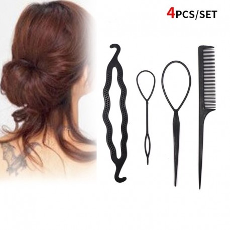 4db - DIY Hajkiegészítők Varázsfánk konty készítő Zsinór formázó hajtűk Barrettes Twist hajcsipeszek Frizura fonás