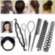 4db kék M - 79-2Pcs női kiegészítők fonás eszközök DIY fánk haj konty készítő Barrette Styling Twist Pull hajtű