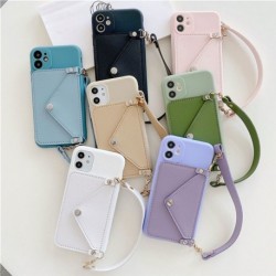 Szilikon nyakpánttáskák Telefontok iPhone 12 Mini Pro Max kártyaszíj tartóhoz