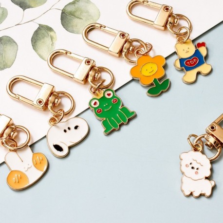Rajzfilm minta kulcstartó aranyos nyuszi medve fém medál tartozék