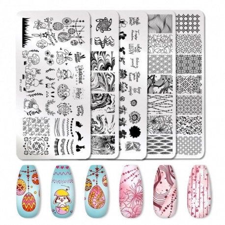 PICT You köröm bélyegzőlemezek Virágos állati tervezés Rozsdamentes acél bélyegzősablon Körömtervezés Köröm Art