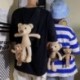 Női plüss mackó medál lány baba plüss táska kiegészítő pár kulcstartó plüss játékok