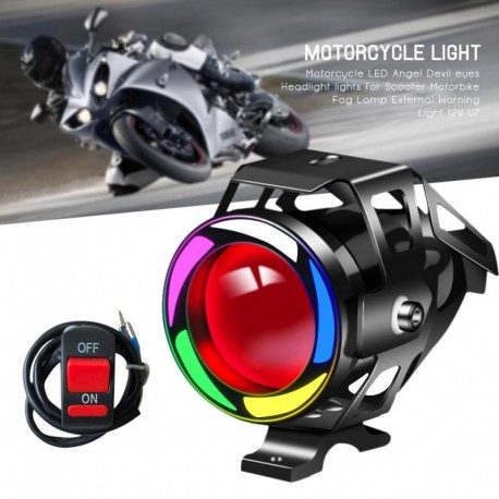 Motorkerékpár LED Angel Devil eyes Fényszóró lámpák robogó Motorkerékpár ködlámpa külső figyelmeztető lámpa 12V