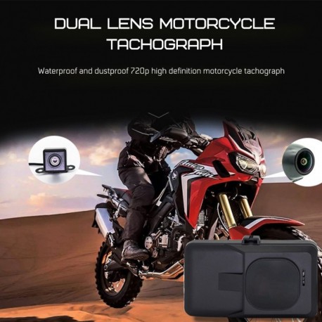 3 hüvelykes 1080P HD kettős objektívű motorkerékpár kamera DVR vízálló éjjellátó vezetési felvevő vízálló