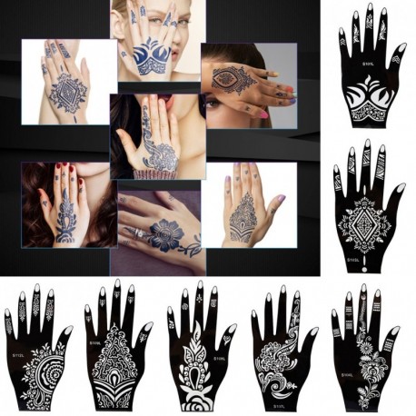 2db/készlet Mehndi fekete henna tetoválás ideiglenes kézi tetoválás test matrica sablon India virág tetoválás sablon