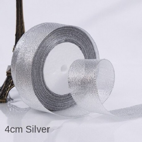 Szín: 40mm ezüsthagyma22M - 25 Yards 30mm arany/ezüst csillogó szalag karácsonyi parti esküvői dekoráció