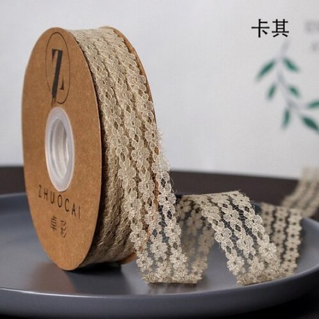 Szín: Csipke khaki - 36 méter/tekercs 25 mm-es csipke szalag kézműves hímzett csipke díszítő szalag Esküvői