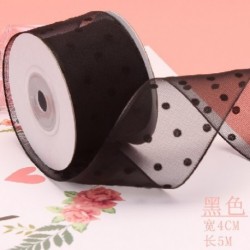 Szín: XFYD 40mm fekete - 25mm/40mm több színben 5 méter/tétel Organza nyomott pöttyös csipkeszalag barkácsolás