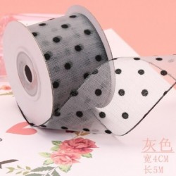 Szín: XFYD 40mm szürke - 25mm/40mm több színben 5 méter/tétel Organza nyomott pöttyös csipkeszalag barkácsolás