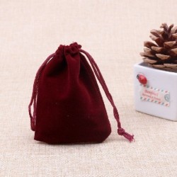 Szín: bársonyos borvörös - 50db/tétel 5x7cm 7x9cm 9x12cm színes bársony tasakok húzózsinóros ajándéktáska Esküvői