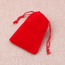 Szín: bársonyvörös - 50db/tétel 5x7cm 7x9cm 9x12cm színes bársony tasakok húzózsinóros ajándéktáska Esküvői