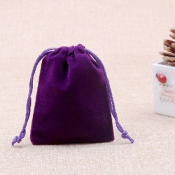 Szín: Bársony Sötétlila - 50db/tétel 5x7cm 7x9cm 9x12cm színes bársony tasakok húzózsinóros ajándéktáska Esküvői