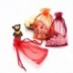 Piros szín - 9 Méret Zsinóros ajándéktáskák Organza zacskók Karácsonyi Halloween ajándékdobozok Csomagolótáskák