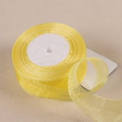 Szín: sárga - 12-50 mm-es organza szalag esküvői dekorációhoz Meghívókártya ajándékcsomagolás Scrapbooking kellékek
