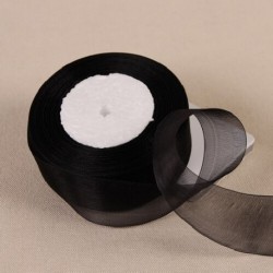 Fekete szín - 12-50 mm-es organza szalag esküvői dekorációhoz Meghívókártya ajándékcsomagolás Scrapbooking kellékek