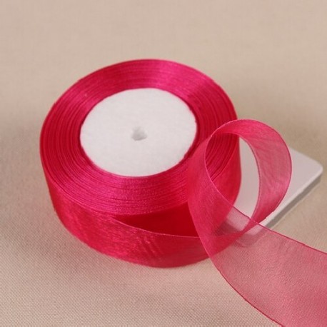 Szín: forró rózsa - 12-50 mm-es organza szalag esküvői dekorációhoz Meghívókártya ajándékcsomagolás Scrapbooking