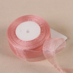 Szín: bab múlt rózsaszín - 12-50 mm-es organza szalag esküvői dekorációhoz Meghívókártya ajándékcsomagolás