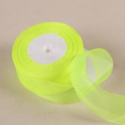 Szín: Fluoreszkáló zöld - 12-50 mm-es organza szalag esküvői dekorációhoz Meghívókártya ajándékcsomagolás