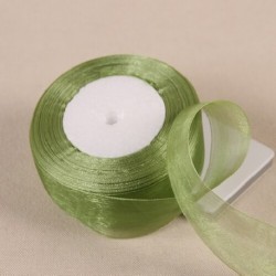 Szín: jiang zöld - 12-50 mm-es organza szalag esküvői dekorációhoz Meghívókártya ajándékcsomagolás Scrapbooking