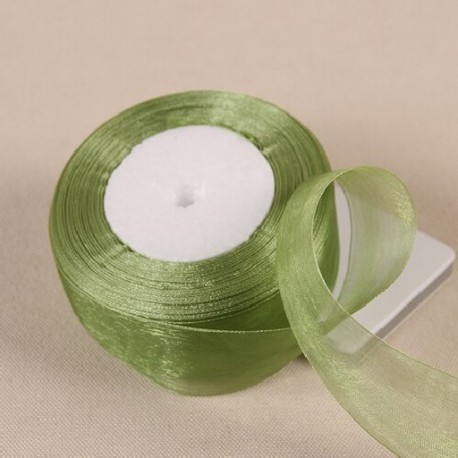 Szín: jiang zöld - 12-50 mm-es organza szalag esküvői dekorációhoz Meghívókártya ajándékcsomagolás Scrapbooking