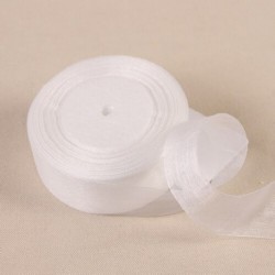 Fehér szín - 12-50 mm-es organza szalag esküvői dekorációhoz Meghívókártya ajándékcsomagolás Scrapbooking kellékek
