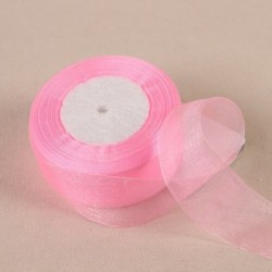 Szín: világos rózsaszín - 12-50 mm-es organza szalag esküvői dekorációhoz Meghívókártya ajándékcsomagolás