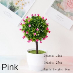 Szín: Pink danchameiguilei - 25Styles kis bonsai rózsaszín sorozat mesterséges növények Bonsai műanyag fűgolyó fenyőfa
