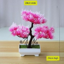 Szín: Pink lingyunsong - 25Styles kis bonsai rózsaszín sorozat mesterséges növények Bonsai műanyag fűgolyó fenyőfa