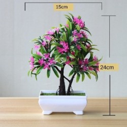 Szín: Pink luohanhua - 25Styles kis bonsai rózsaszín sorozat mesterséges növények Bonsai műanyag fűgolyó fenyőfa