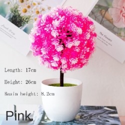 Szín: Pink xiaochahua - 25Styles kis bonsai rózsaszín sorozat mesterséges növények Bonsai műanyag fűgolyó fenyőfa