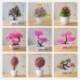 Szín: Pink yingxueqiu - 25Styles kis bonsai rózsaszín sorozat mesterséges növények Bonsai műanyag fűgolyó fenyőfa
