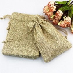 Szín: khaki - 100db/csomag (7*9cm) Mini Hasznos Esküvői Kedvezmény Karácsonyi Hessian Zsákvászon Juta Ajándéktáskák