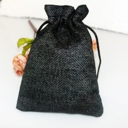 Fekete szín - 100db/csomag (7*9cm) Mini Hasznos Esküvői Kedvezmény Karácsonyi Hessian Zsákvászon Juta Ajándékzacskók