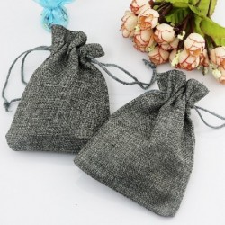 Szín: szürke - 100db/csomag (7*9cm) Mini Hasznos Esküvői Kedvezmény Karácsonyi Hessian Zsákvászon Juta Ajándéktáskák