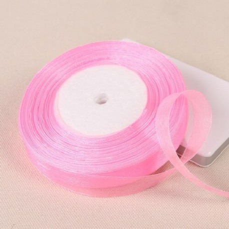 Szín: világos rózsaszín - 15 mm-es egyszínű organza szalag, kézzel készített barkács anyagok kézművességhez varrás