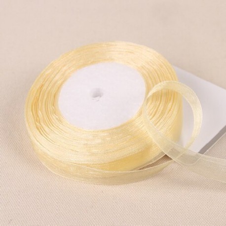 Szín: krém - 15 mm-es egyszínű organza szalag, kézzel készített barkács anyagok kézművességhez varrás