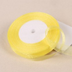 Szín: sárga - 15 mm-es egyszínű organza szalag, kézzel készített barkács anyagok kézművességhez varrás