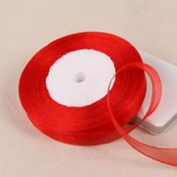 Piros szín - 15 mm-es egyszínű organza szalag, kézzel készített barkács anyagok kézművességhez varrás