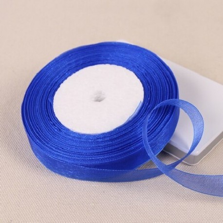 Szín: királykék - 15 mm-es egyszínű organza szalag, kézzel készített barkács anyagok kézművességhez varrás