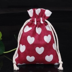 Szín: Red Love - 9x12 cm-es pamut zacskók ajándék szövettáskákhoz, húzózsinóros nyomtatáshoz Többszínű vintage