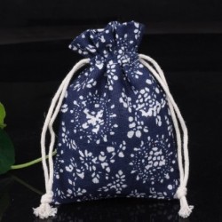 Szín: kék és fehér porce - 9x12 cm-es pamut zacskók ajándék szövettáskákhoz, húzózsinóros nyomtatáshoz
