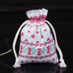 Szín: Etnikai szél - 9x12 cm-es pamut zacskók ajándék szövettáskákhoz, húzózsinóros nyomtatáshoz Többszínű