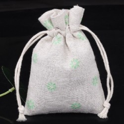 Szín: zöld kis virág - 9x12 cm-es pamut zacskók ajándék szövettáskákhoz, húzózsinóros nyomtatáshoz Többszínű