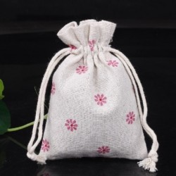 Szín: sárga kis virág - 9x12 cm-es pamut zacskók ajándék szövettáskákhoz, húzózsinóros nyomtatáshoz Többszínű