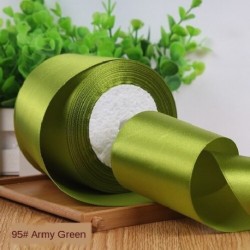 Szín: Army Green - 25 yard/tekercs 8 cm széles szatén szalag poliészter szalag esküvői székhez/autóhoz/buli