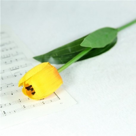 Szín: tulipán sárga - 1 db selyem mini tulipán művirág csokor Real Touch Tulipán Artificiales Para Decor Mini otthoni
