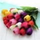 Szín: tulipán sárga - 1 db selyem mini tulipán művirág csokor Real Touch Tulipán Artificiales Para Decor Mini otthoni