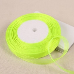 Szín: Fluoreszkáló zöld - 50 yard/tekercs 12 mm-es sifon szalagok esküvői ajándékcsomagoló masni kézműves munkákhoz