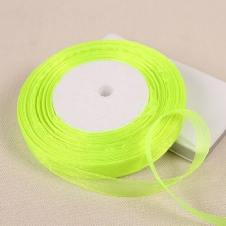 Szín: Fluoreszkáló zöld - 50 yard/tekercs 12 mm-es sifon szalagok esküvői ajándékcsomagoló masni kézműves munkákhoz